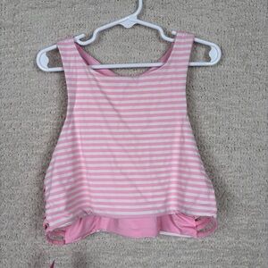 Janie and‎ Jack Swim Top Girls Lg Pink White Striped Reversable Bikini Top Beach